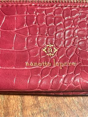 Nanette Lepore Croc-Embossed Pink Wallet wristlet NWT